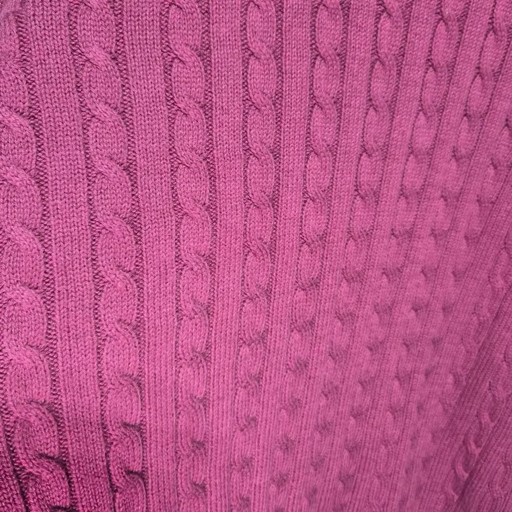 Croft & Barrow Purple Woman's Braided Knit Crew Neck Sweater Large